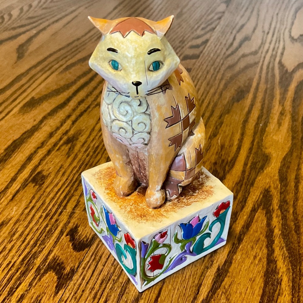 Jim Shore Cat Figurine "Jasper"Heartwood Creek 2003 Patchwork Folk Art Decor